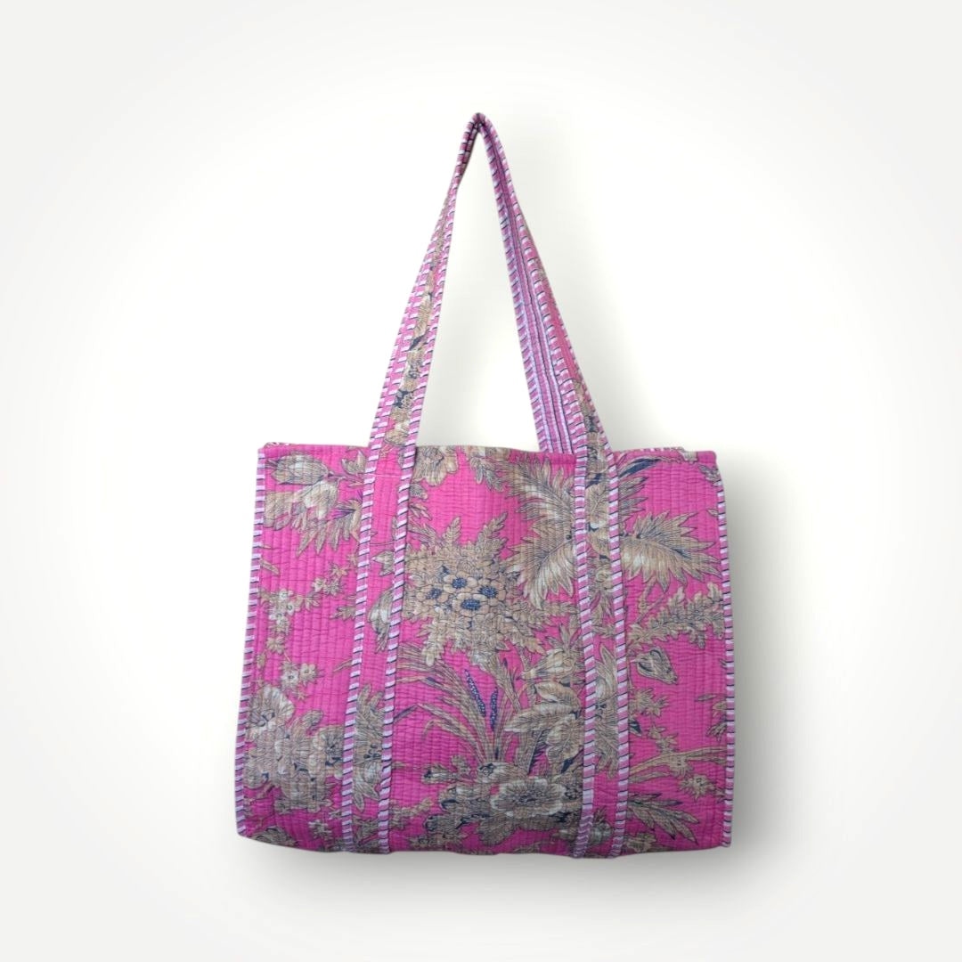 Reversible Quilted Tote - Hand-Block-Printed in Jaipur