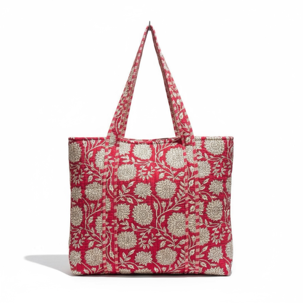 Reversible Quilted Tote - Hand-Block-Printed in Jaipur