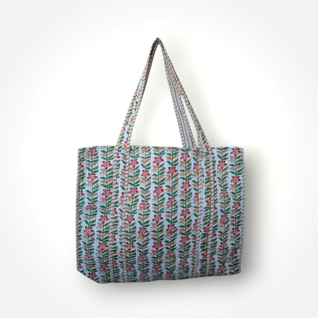 Reversible Quilted Tote - Hand-Block-Printed in Jaipur