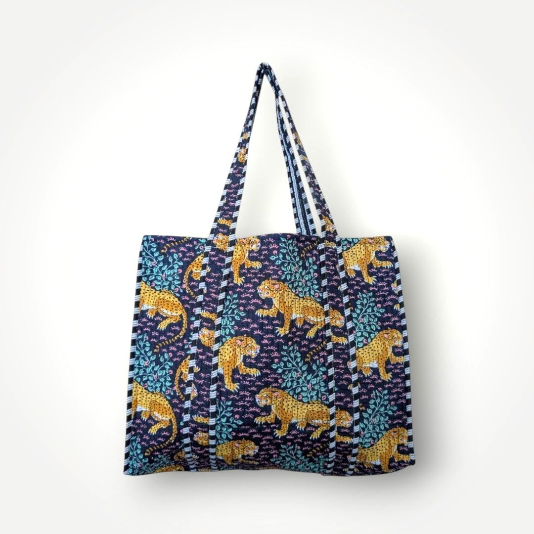 Reversible Quilted Tote - Hand-Block-Printed in Jaipur