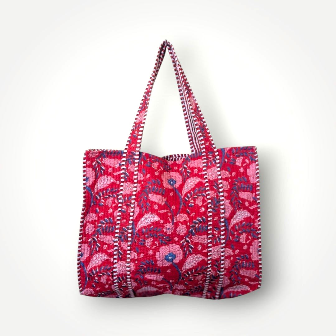 Reversible Quilted Tote - Hand-Block-Printed in Jaipur