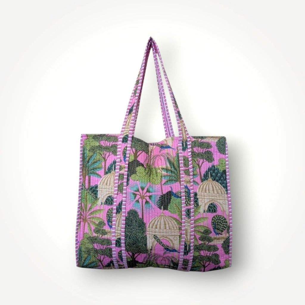Reversible Quilted Tote - Hand-Block-Printed in Jaipur