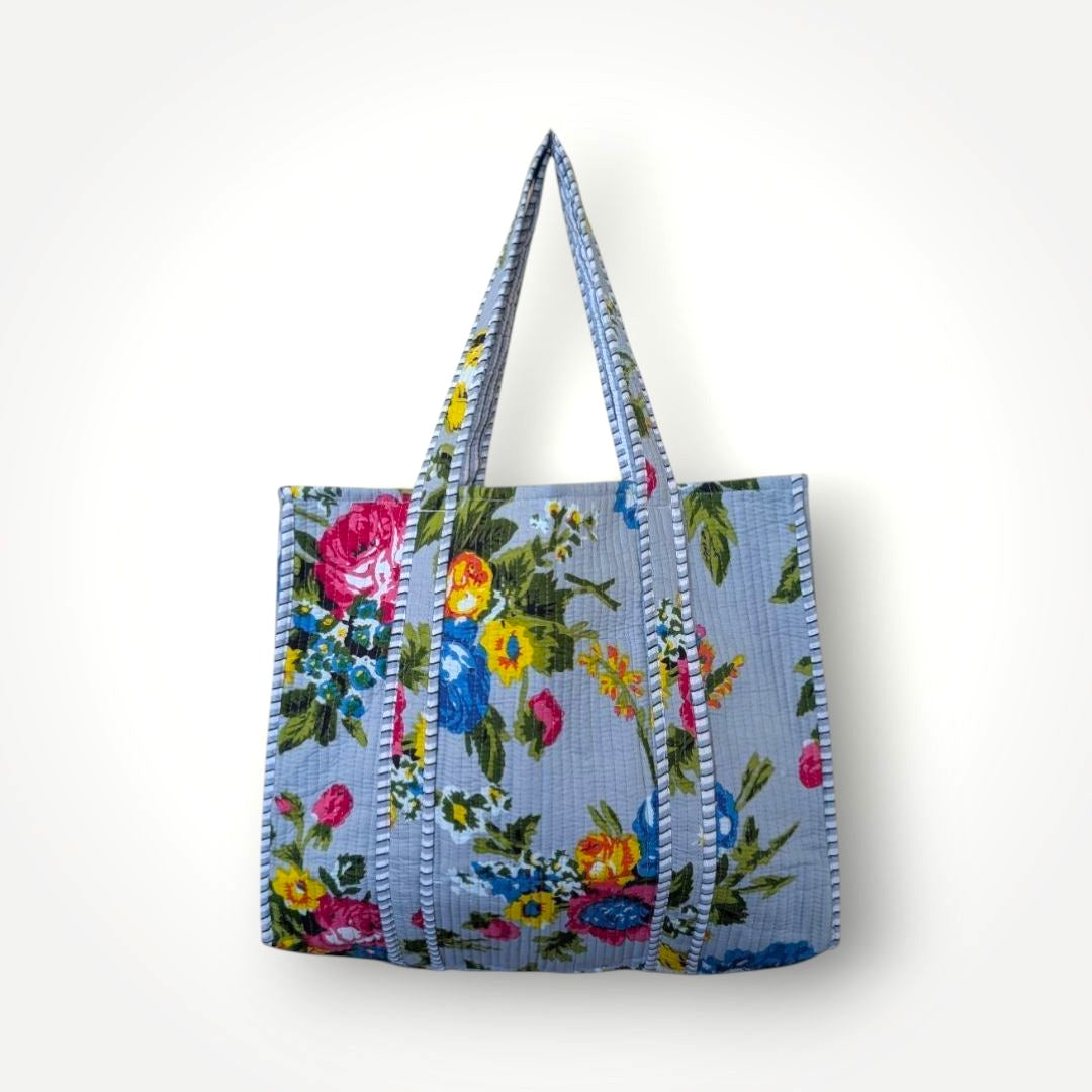 Reversible Quilted Tote - Hand-Block-Printed in Jaipur