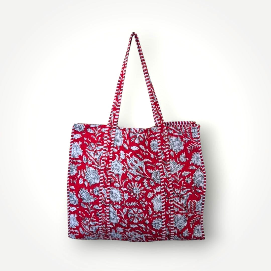 Reversible Quilted Tote - Hand-Block-Printed in Jaipur