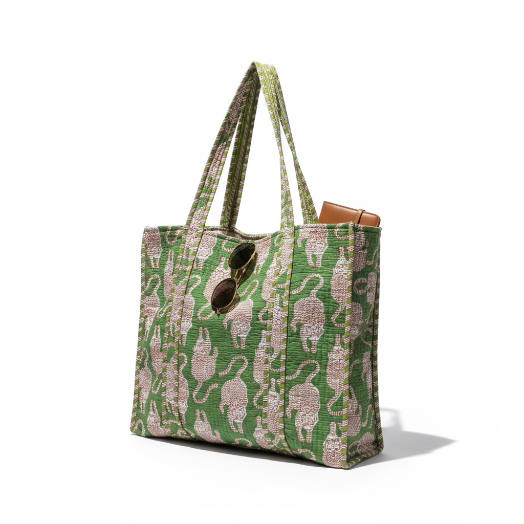 Reversible Quilted Tote - Hand-Block-Printed in Jaipur
