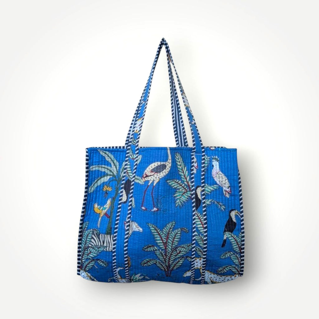 Reversible Quilted Tote - Hand-Block-Printed in Jaipur