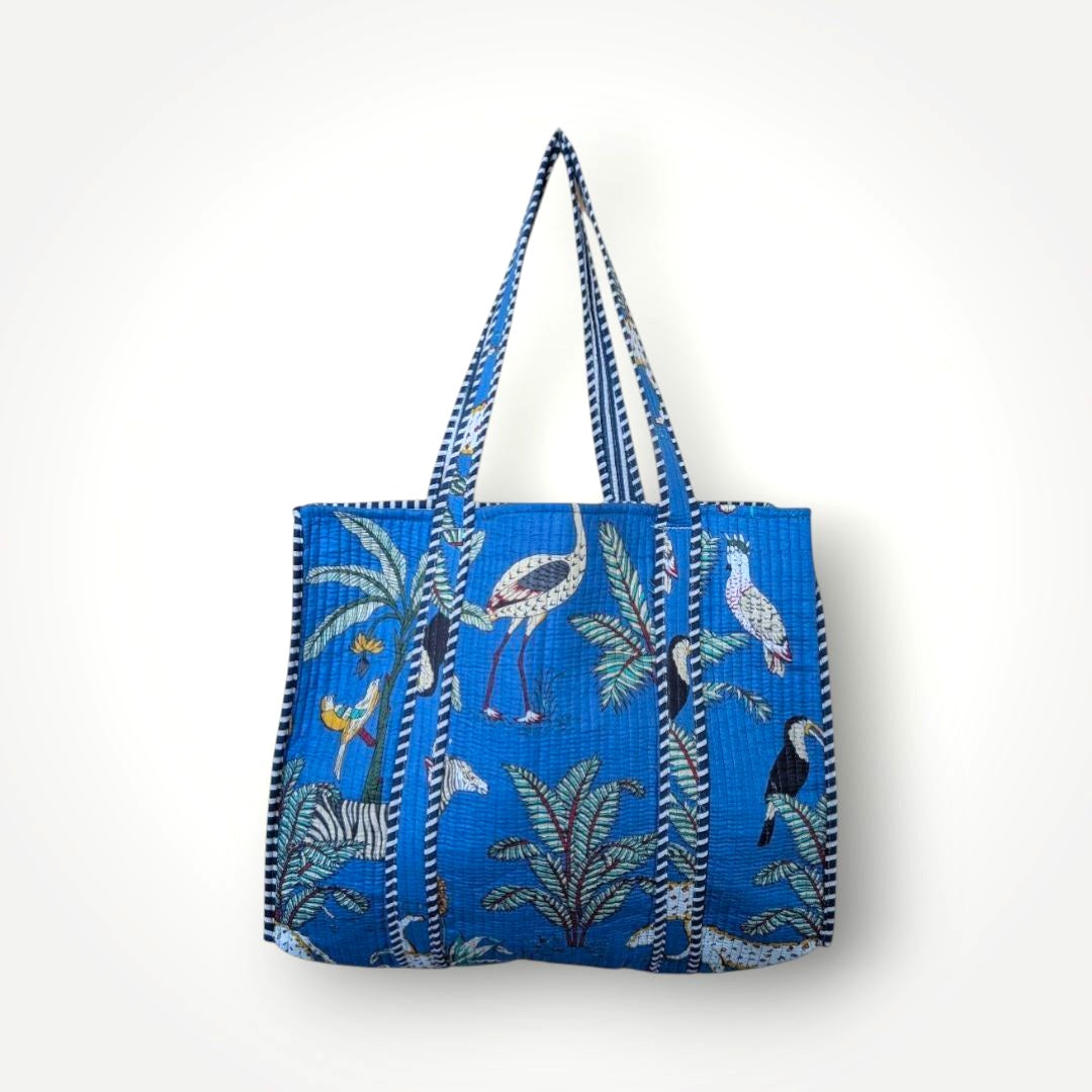 Reversible Quilted Tote - Hand-Block-Printed in Jaipur
