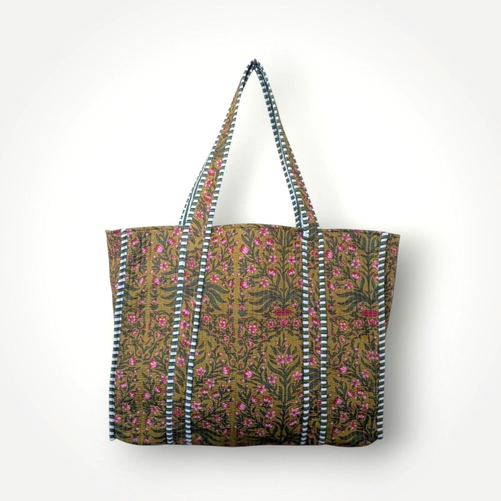 Reversible Quilted Tote - Hand-Block-Printed in Jaipur
