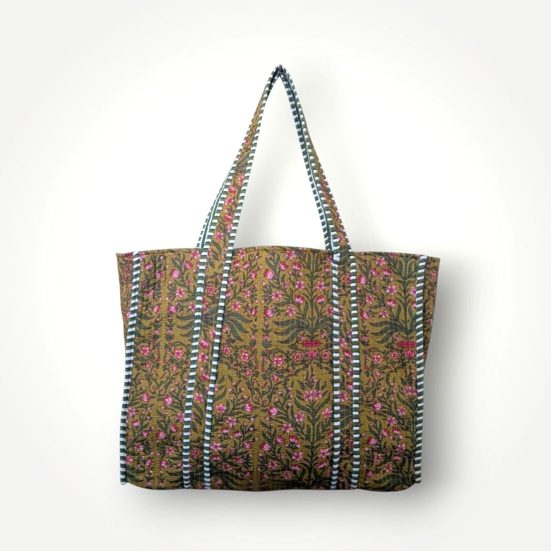 Reversible Quilted Tote - Hand-Block-Printed in Jaipur