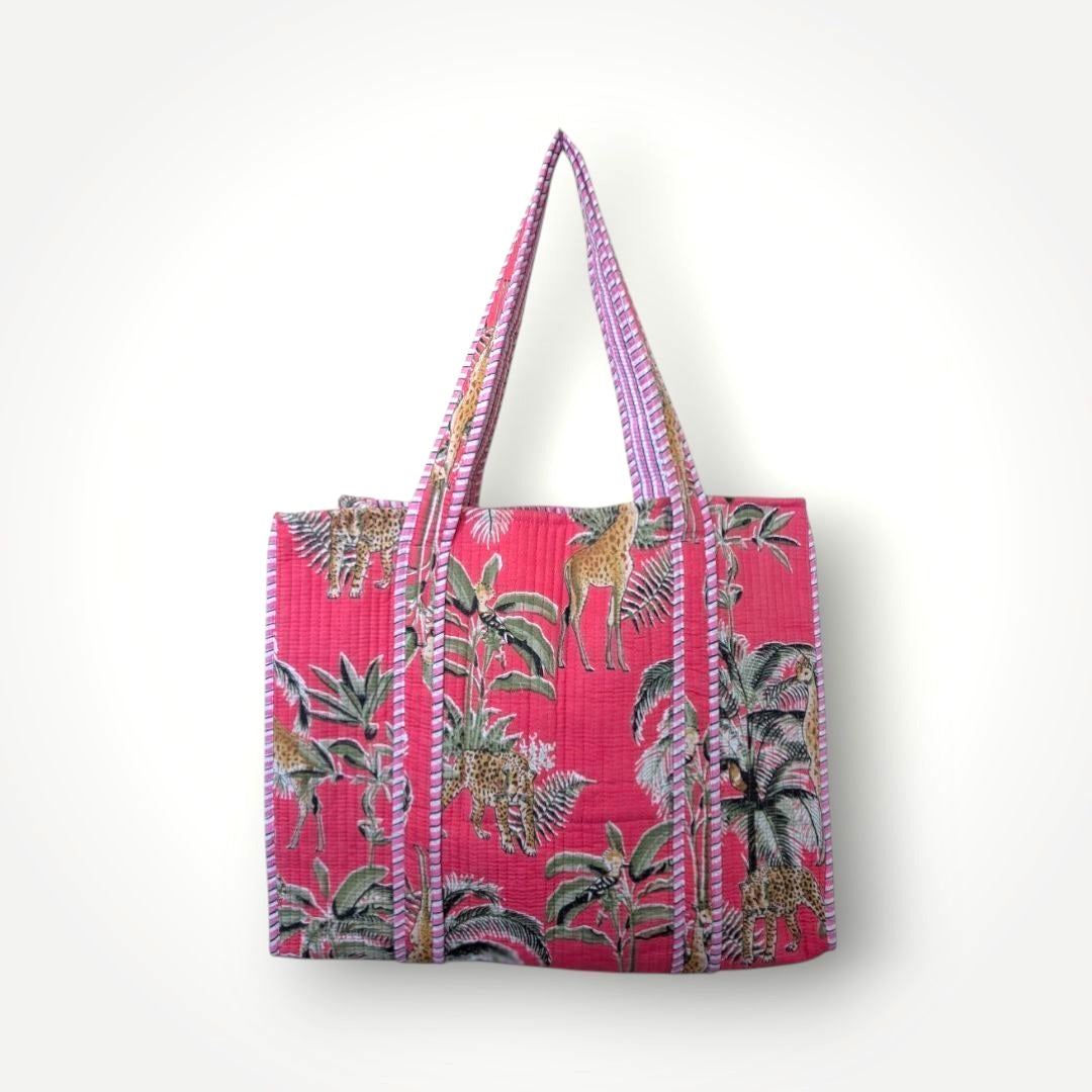 Reversible Quilted Tote - Hand-Block-Printed in Jaipur