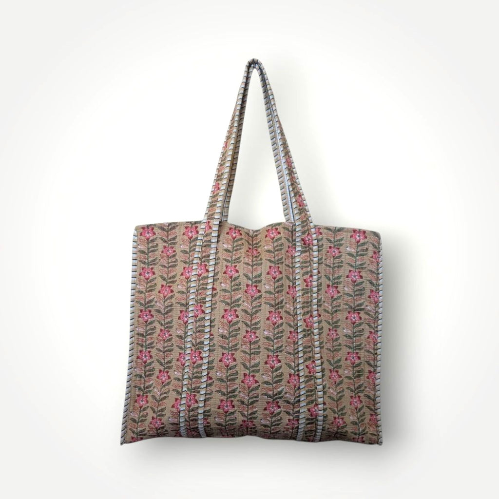 Reversible Quilted Tote - Hand-Block-Printed in Jaipur