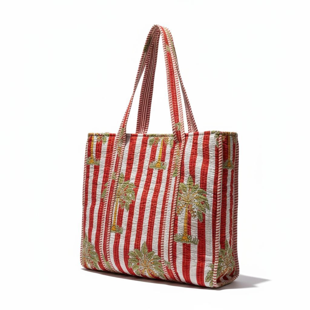 Reversible Quilted Tote - Hand-Block-Printed in Jaipur