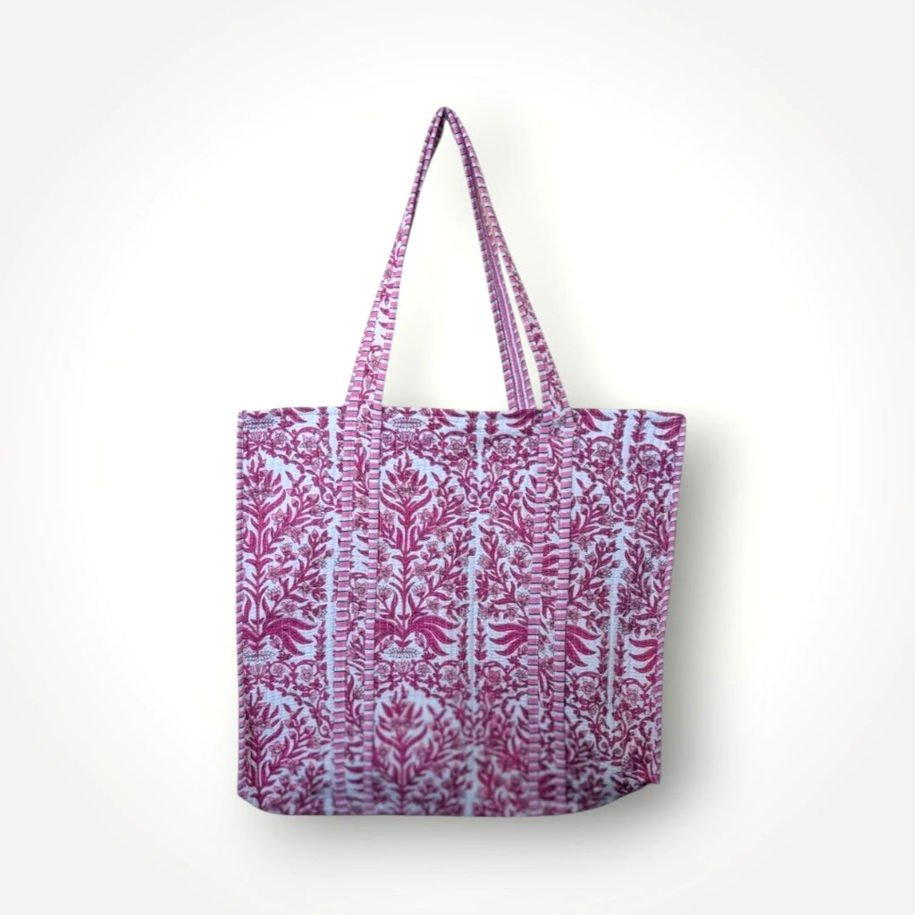 Reversible Quilted Tote - Hand-Block-Printed in Jaipur