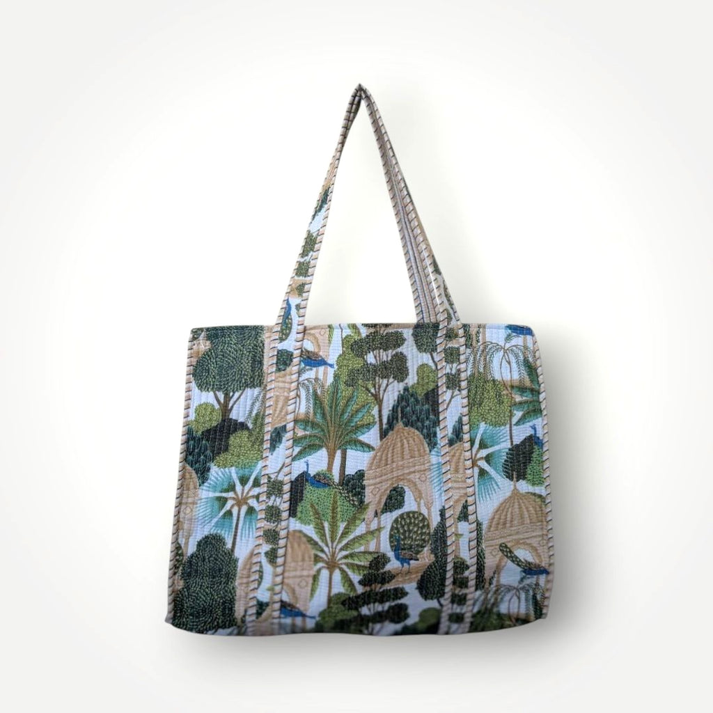 Reversible Quilted Tote - Hand-Block-Printed in Jaipur