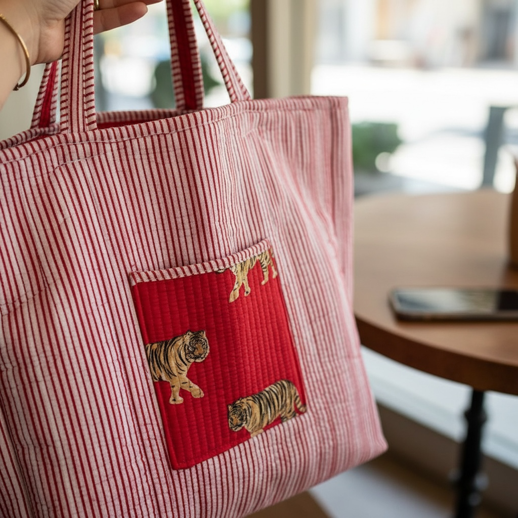 Reversible Quilted Tote - Hand-Block-Printed in Jaipur