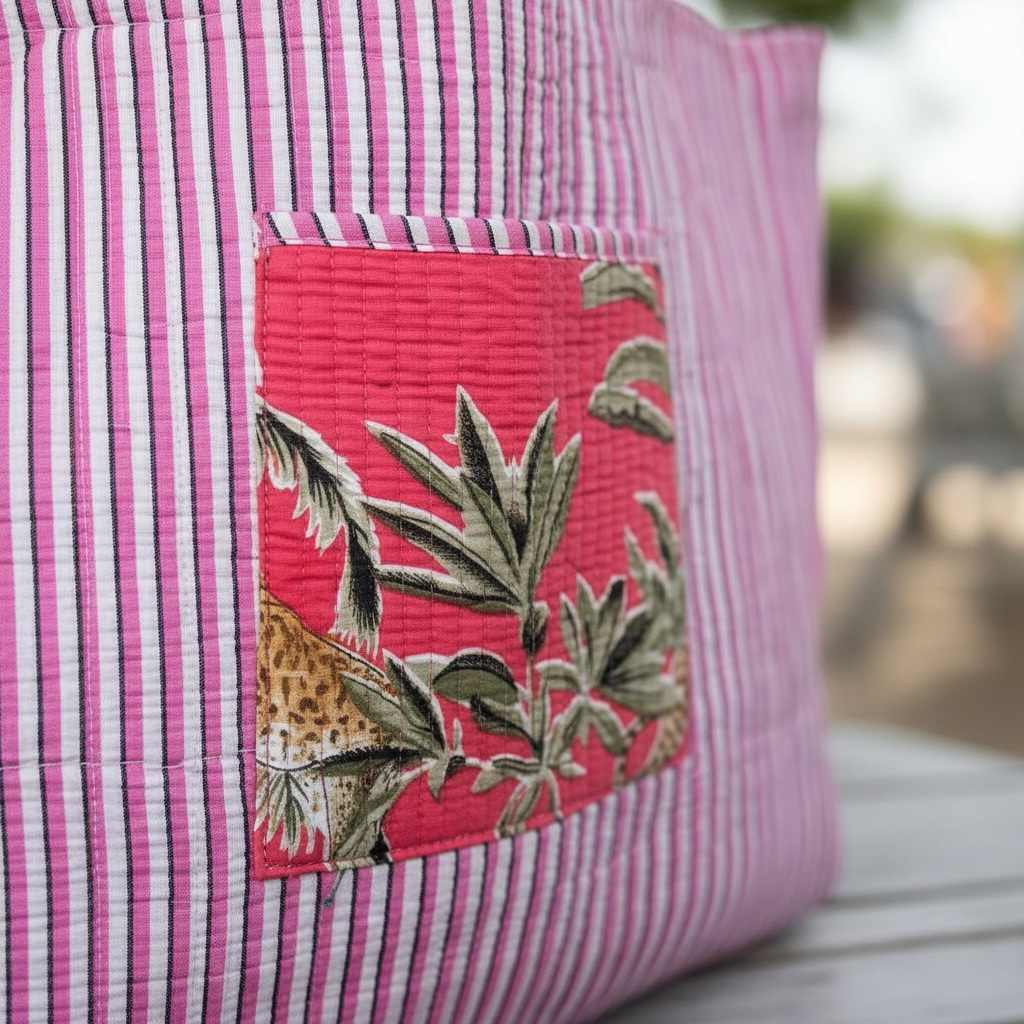 Reversible Quilted Tote - Hand-Block-Printed in Jaipur