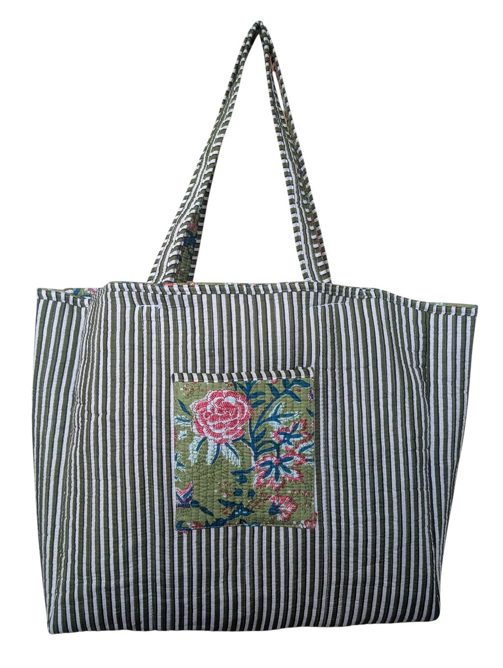 Reversible Quilted Tote - Hand-Block-Printed in Jaipur