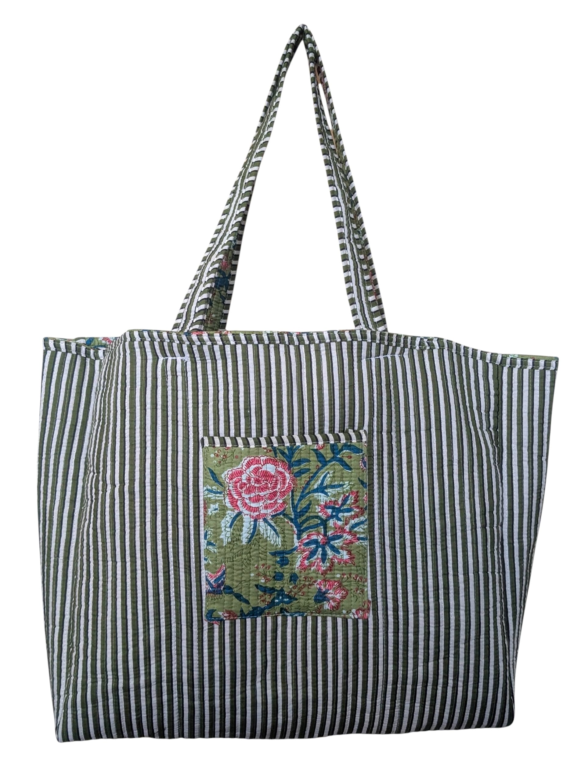 Reversible Quilted Tote - Hand-Block-Printed in Jaipur