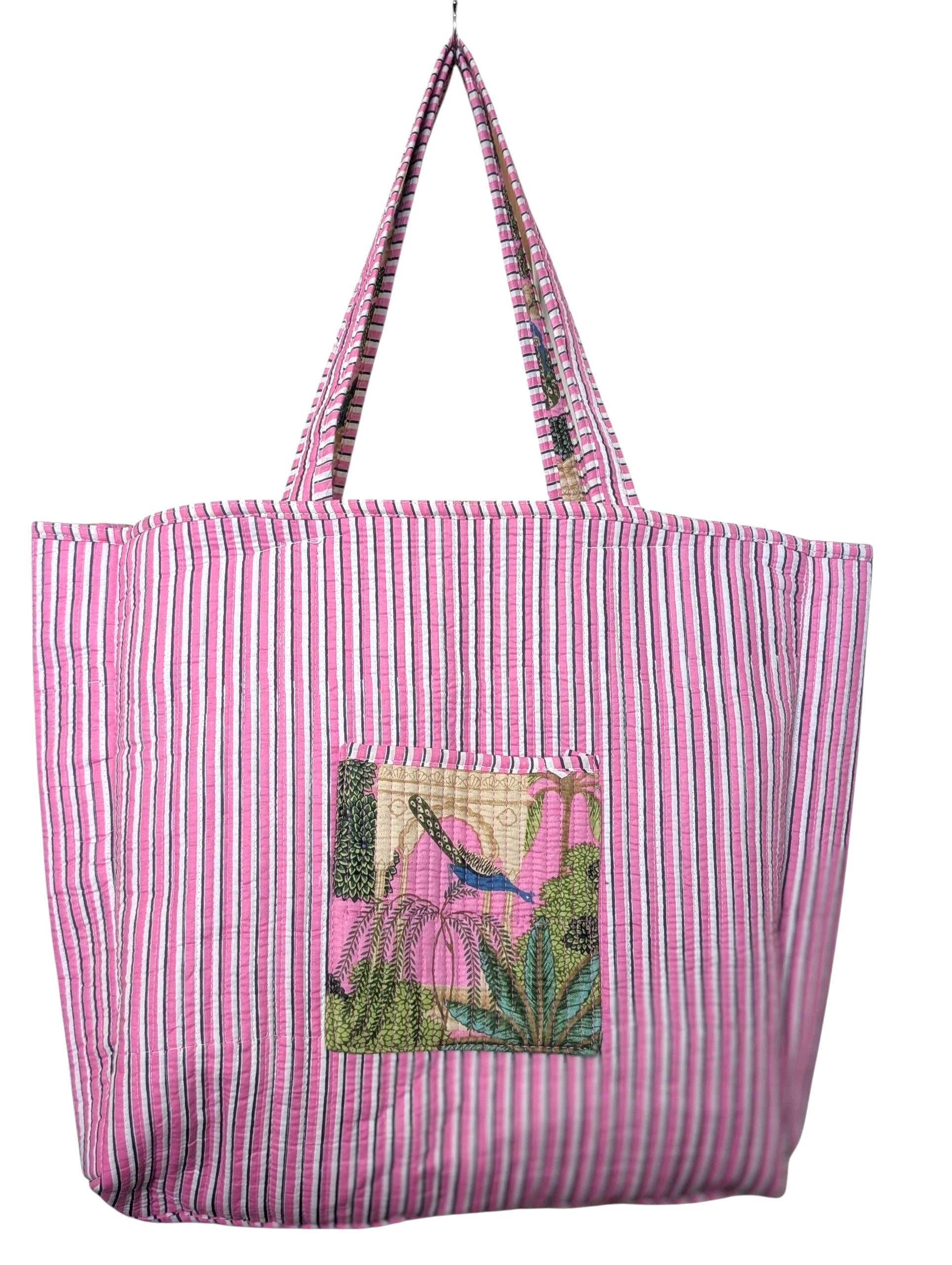 Reversible Quilted Tote - Hand-Block-Printed in Jaipur