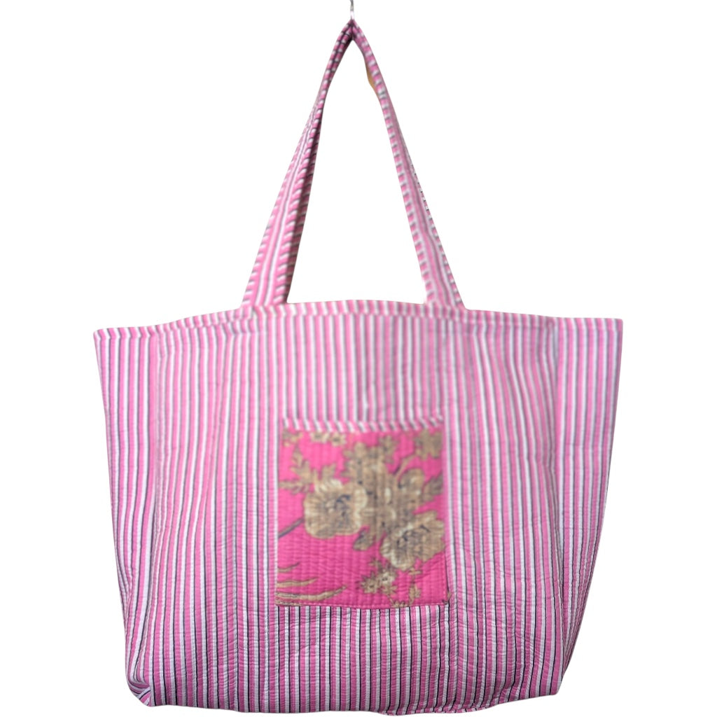 Reversible Quilted Tote - Hand-Block-Printed in Jaipur