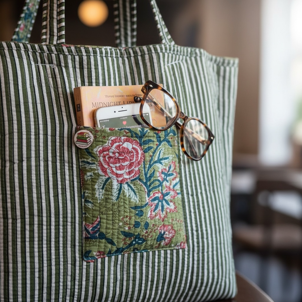 Reversible Quilted Tote - Hand-Block-Printed in Jaipur