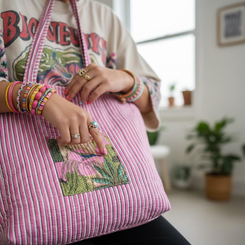 Reversible Quilted Tote - Hand-Block-Printed in Jaipur